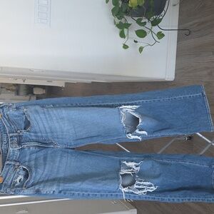 American Eagle Outfitters SUPER HIGH RISE BAGGY WIDE LEGLight Blue Denim